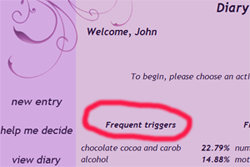preview frequent triggers in migraine diary